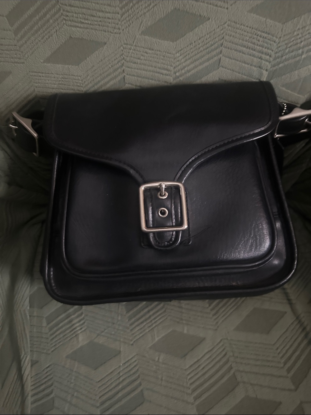 Coach Black Leather Buckle Crossbody